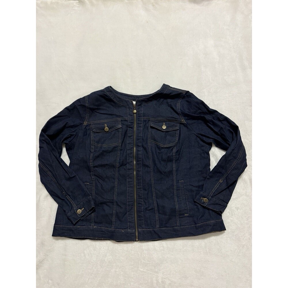 Dress Barn Women’s Plus Size 2X Dark Denim Jacket Jean Dress Stretch Pockets